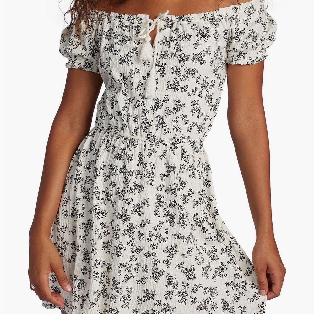 Roxy Black and White Smocked Mini Sundress